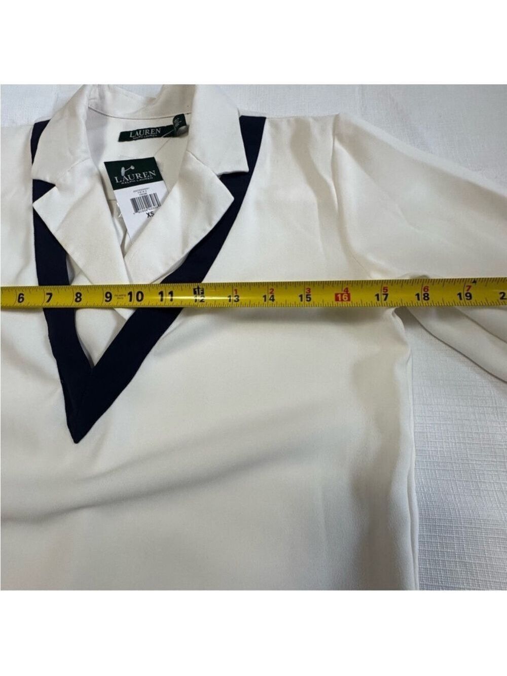 Lauren Ralph Lauren Cream Buttoned Blouse with Notched Collar - Picture 11 of 15